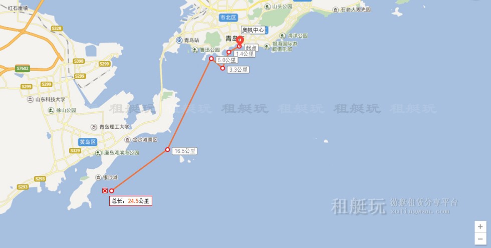 奧帆中心→五四廣場→音樂廣場→八大關(guān)→第一海水浴場→小青島→棧橋→西海岸→奧帆中心